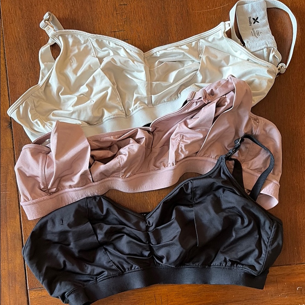 Bodily Nursing Bras - Women’s Soft Bralette Pack - White, Mauve, Black